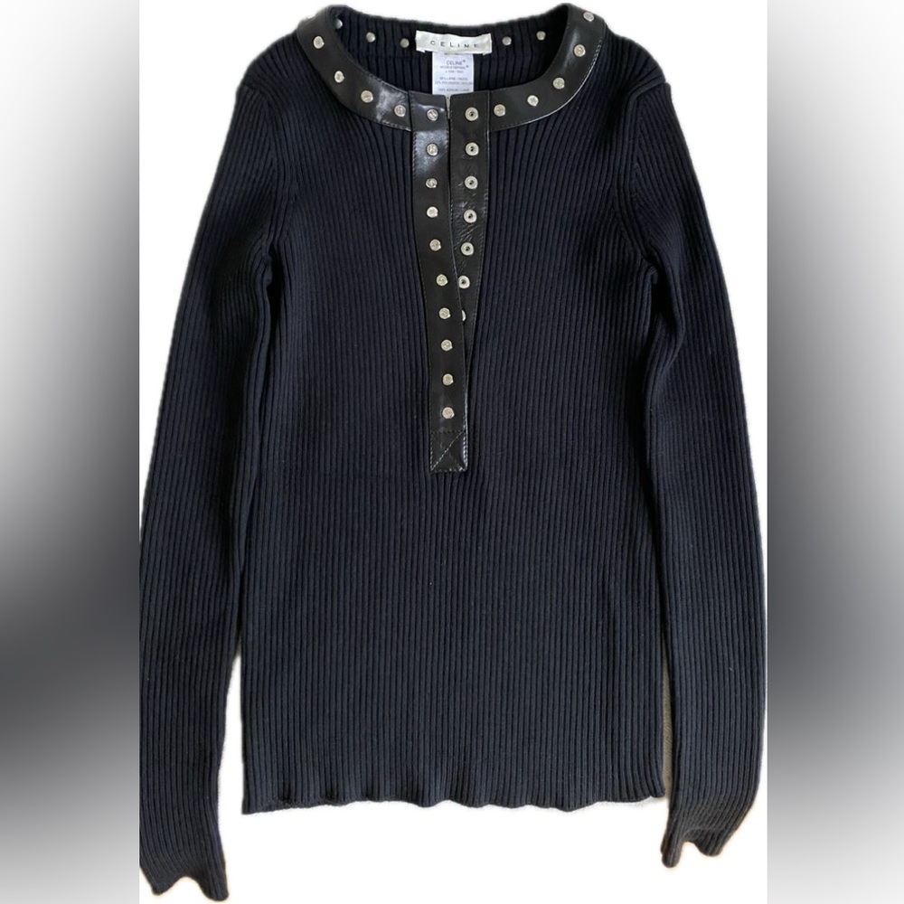 Rare vintage Celine black ribbed wool sweater size S